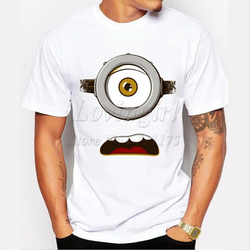 

Latest 2018 men's fashion funny design simple one eye minion printed t-shirt cute tee shirts Hipster O-neck popular tops