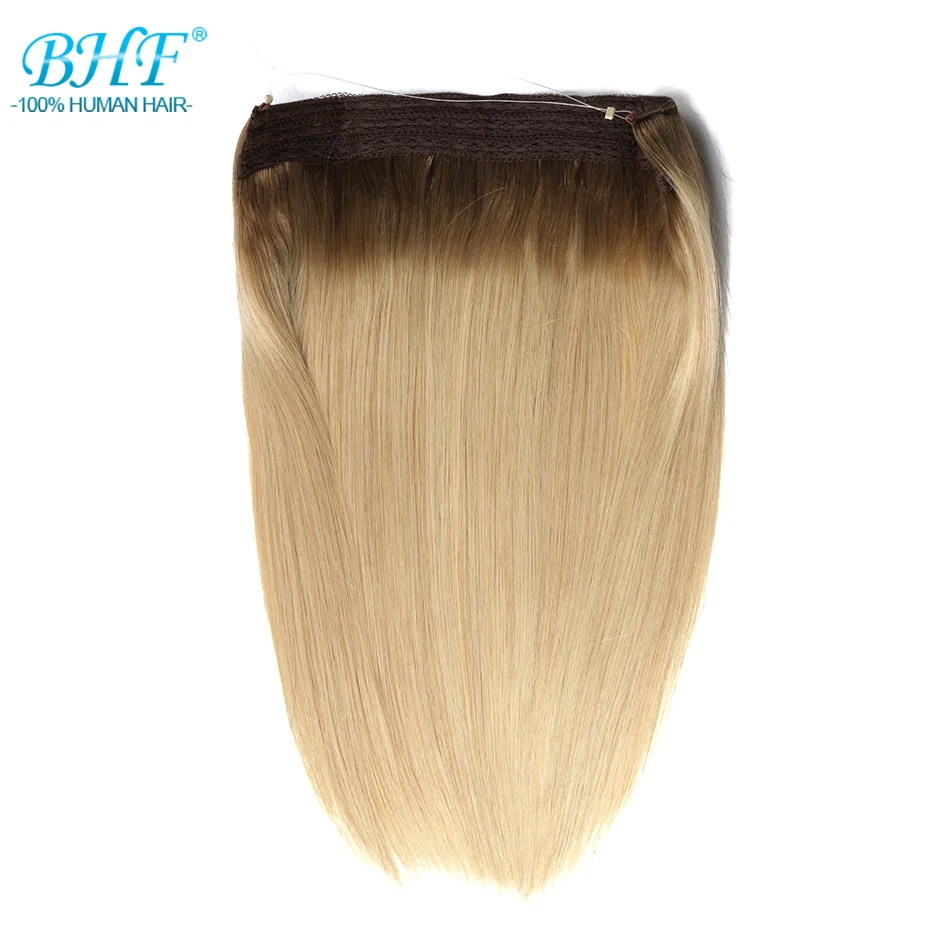  BHF Machine Made Remy Fish Wire Straight 100% Human Hair Extensions Invisible Flip in Human Hair Ex