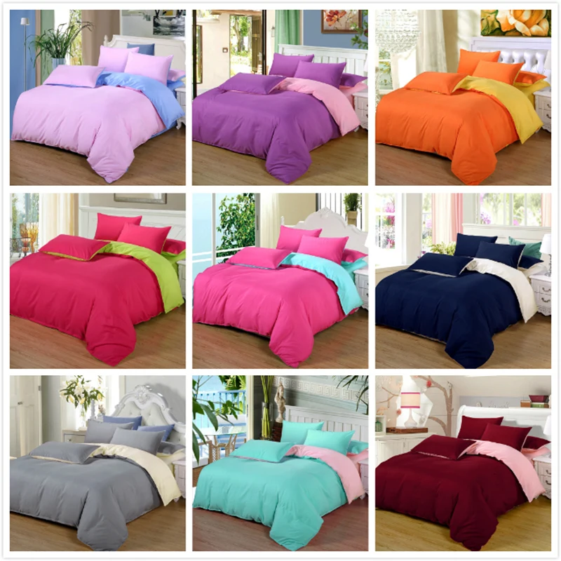 3pcs 4pcs Bedding Set Soft Cotton Bedclothes Pure Colour Plain