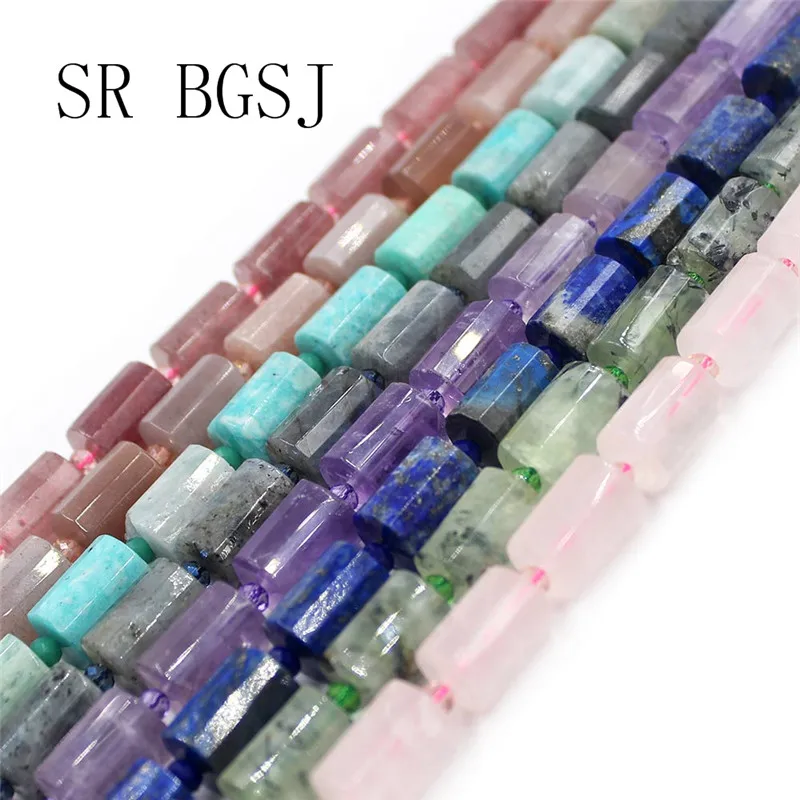 

Free Shipping 10x14mm Select by Gems Column Tube Natural Stone Quartz Labradorite Beads Strand 15"
