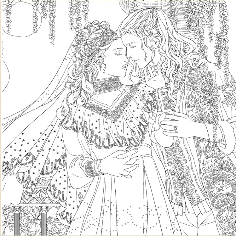 Beauty And The Beast Coloring Book For Adult Children Comic Relieve Stress Graffiti Secret Garden Art