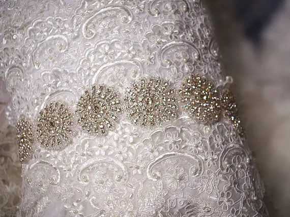 

rhinestone bead trim, crystal bridal Sash belt, bead bridal sash, bridal headband, ONE YARD