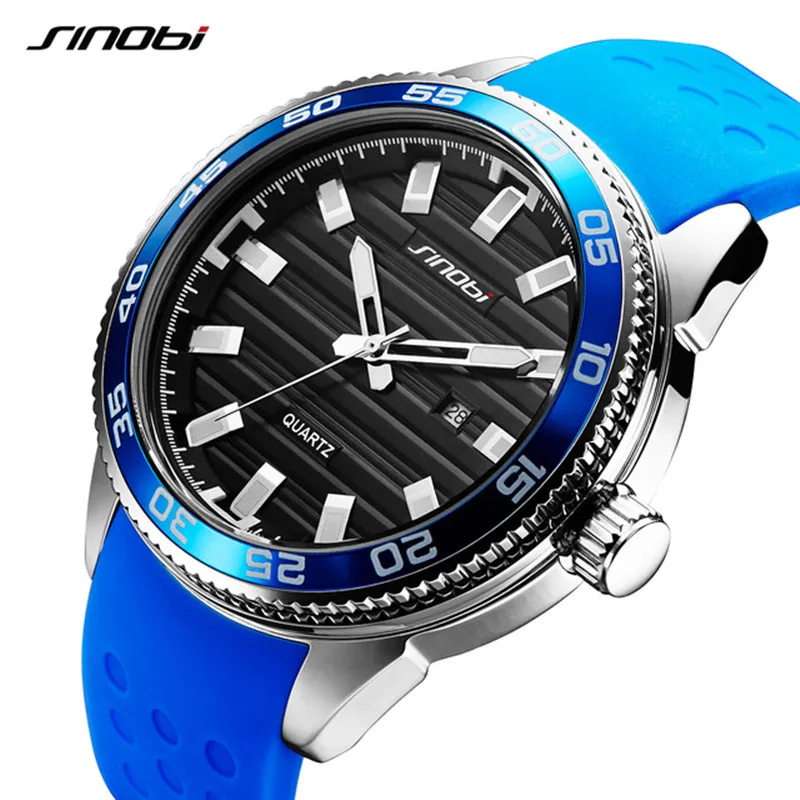 

SINOBI Silicone Men Watch Fashion Men's Military Sport Watches Quartz Watch Men Luxury Luminous Clock Relogio Masculino