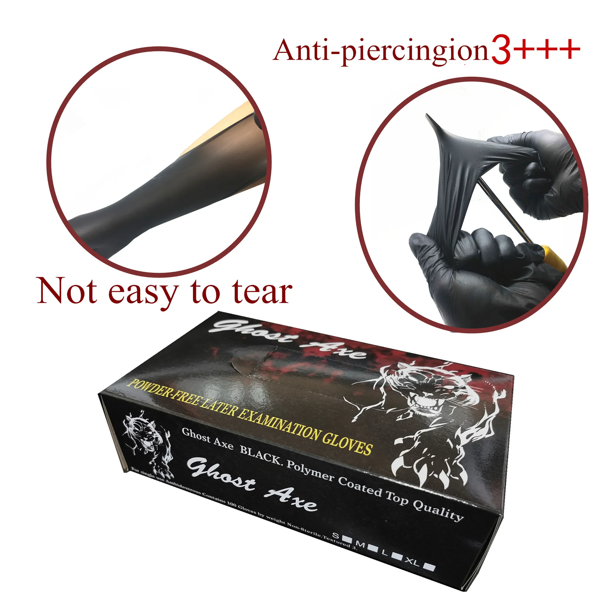 

Ghost axe Tattoo Gloves Disposable Waterproof Tattoo Supplies Gloves 12pcs Machine Kits Fingers Protector Latex Non-toxic