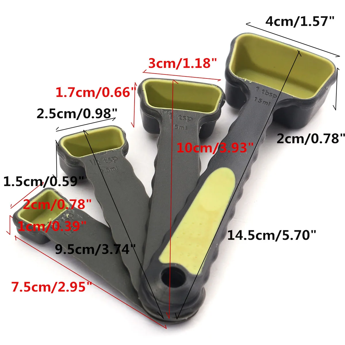

4pcs Black Color Measuring Cups And Measuring Spoon Scoop Silicone Handle Kitchen Measuring Tool Measuring Ladle Scale