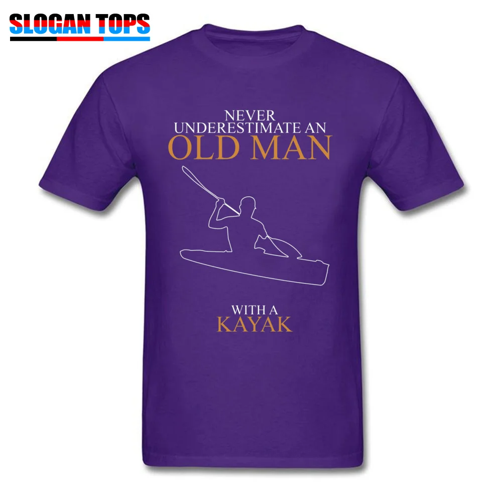 Custom T-shirts Graphic Crewneck Print All Cotton Mens Tops Shirt Casual Short Sleeve Tops Shirts Drop Shipping Never Underestimate An Old Man Kayak T shirts 21069 purple