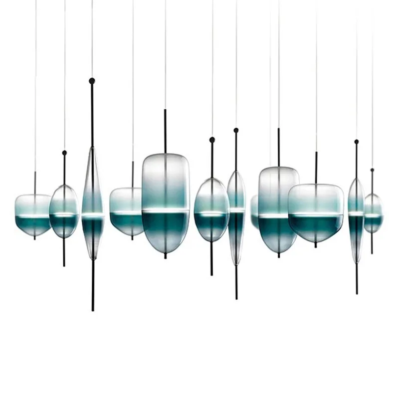 

Post Modern Venice Glass Drop LED Pendant Light Blue Glass LED Art Decor Pendant Lamp Simple White Hanging Pendant Light