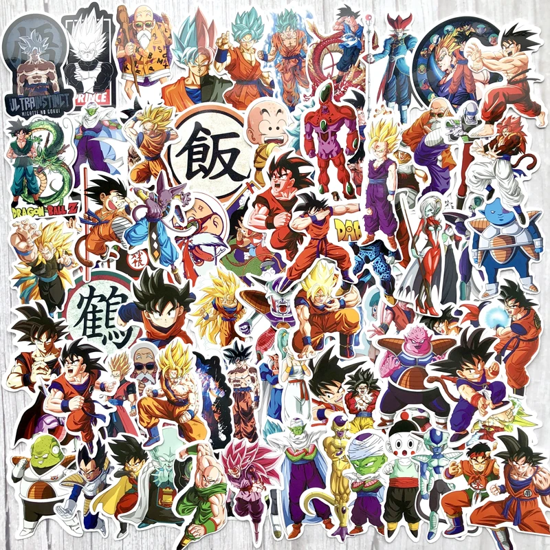 

100Pcs/lot Anime Dragon Ball Stickers Super Saiyan Goku Stickers Decal For Snowboard Luggage Car Fridge Laptop Moto DIY sticker