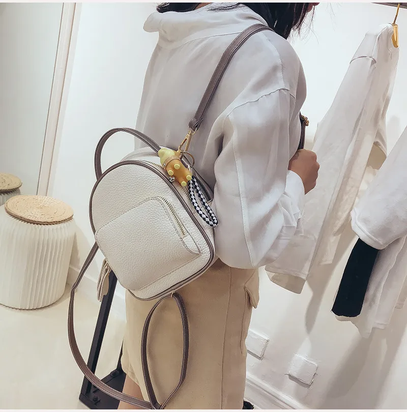 NIGEDU Kpop Women backpack Puppy pendant female shoulder bag small PU leather backpacks for girls teenagers wallets Daypack  (12)