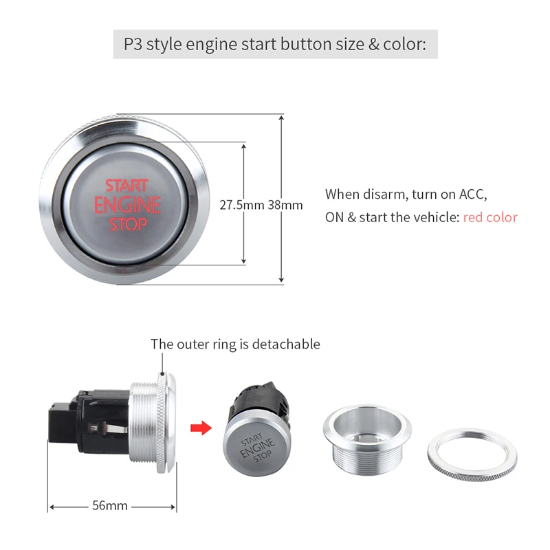 Goede EASYGUARD start stop motorsysteem keyless remote engine start optioneel keyless go system met transponder es002 p3 DC 12 V