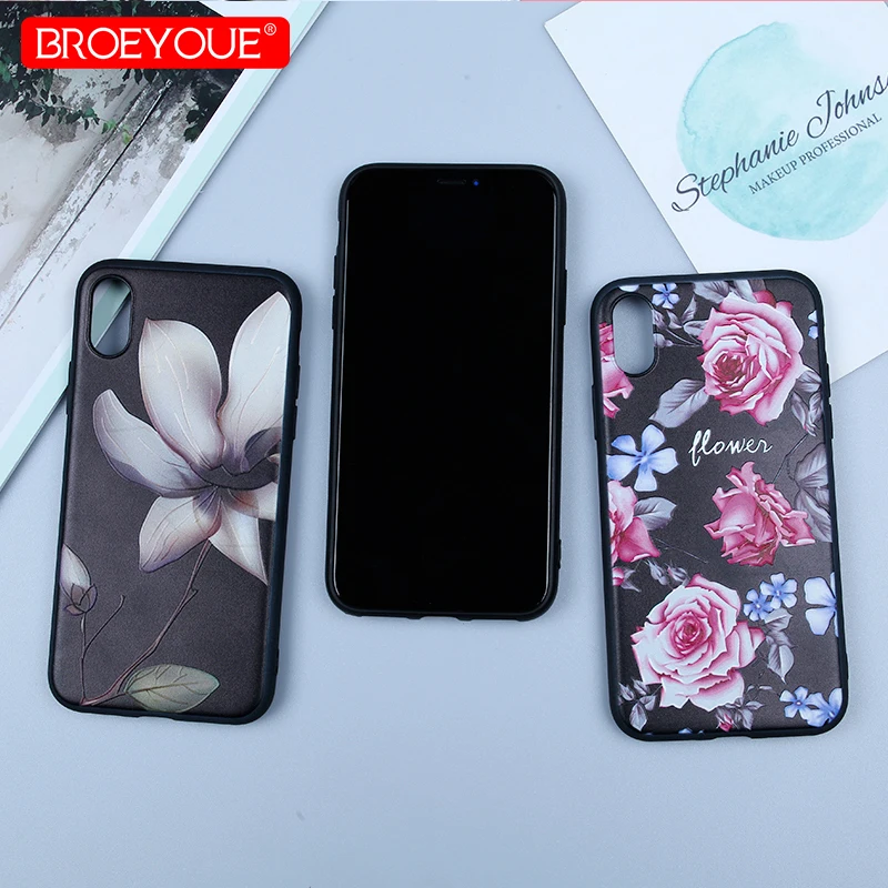 

Thin Case For iPhone X XR XS Max Cover 3D Relief Retro Floral Cover Silicone TPU Soft Covers For iPhone 7 8 6 6S Plus 5 5S SE
