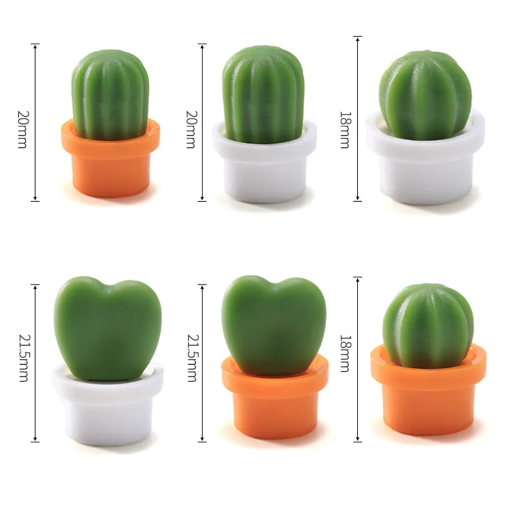 6pcs Cactus Fridge Sticker Magnets Patch Fridge Decal Cute Succulent Plant Magnet Button Cactus Refrigerator Message Sticker