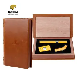 COHIBA сигары трубки Зажигалка резак набор (3 шт./компл.), 2 Факел реактивная Зажигалка двойной сигары нож трубки сигары набор с Милая подарочная