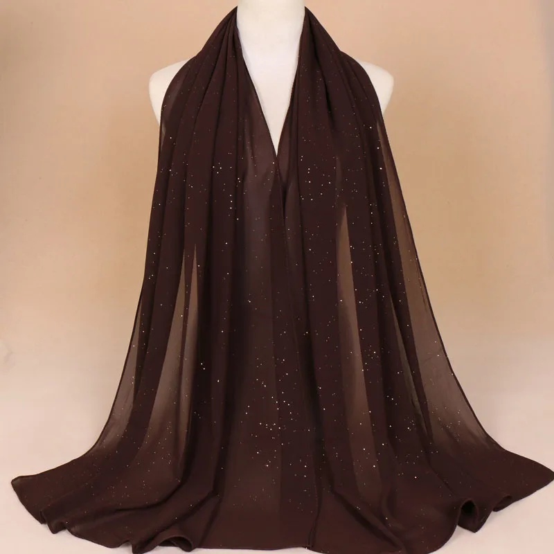 NEW women gold chiffon solid color muslim head scarf shawls and wraps pashmina bandana female foulard ladies hijab stores