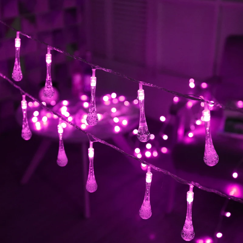 Novelty 4M 20led Battery led string LED Water Drip String Lights Patio Wedding Party Christmas lights Bedroom Holiday Decoration  7