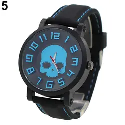Лидер продаж 2015 модные спортивные мужские Силиконовые Череп Панк кварцевые наручные часы