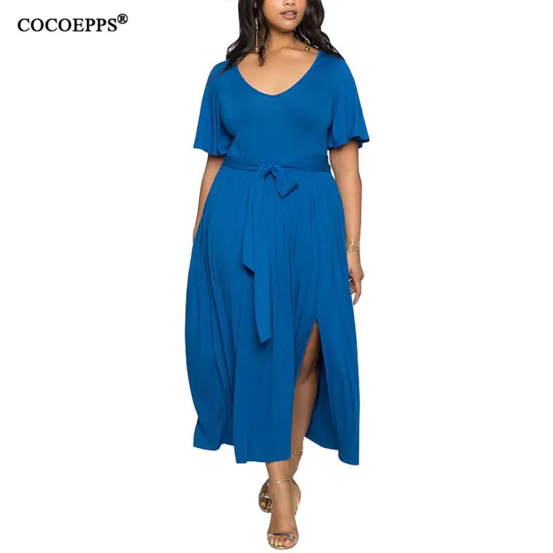 

COCOEPPS Large Size Sundress Autumn Dresses Women 2019 Deep V-neck Sexy Party Elegant Female Long Dress Big Size Clothes Vestido