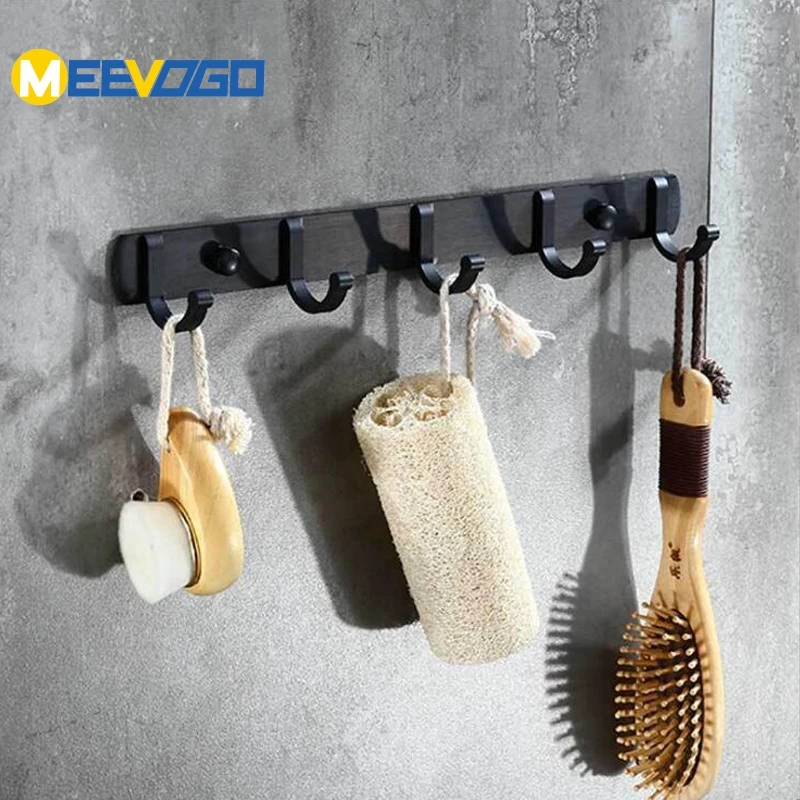 MEEVOGO Black Robe Hooks Bedroom Livingroom Door Back Hat Clothes Hooks