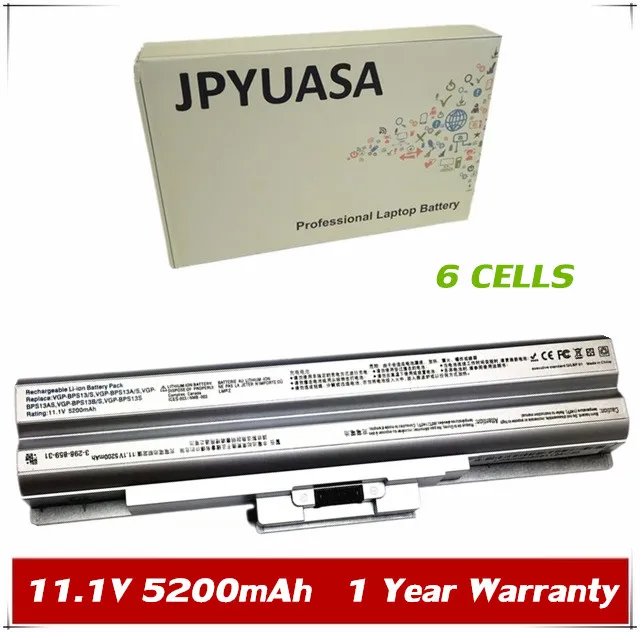 

JPYUASA 11.1V 5200mAh Laptop Battery VGP-BPS13 For Sony VGP-BPS13/S BPS13AS BPS13B/S BPS13A/S VGN-CS28 BPS13 VGN-CS Silver