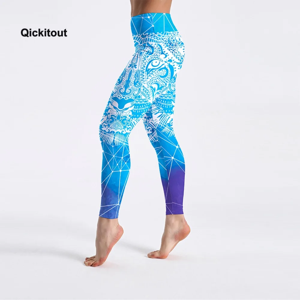 Qickitout طماق الطوطم الطباعة عارضة التجفيف السريع السراويل السراويل عالية الخصر طماق اللياقة السراويل مثير الصيف