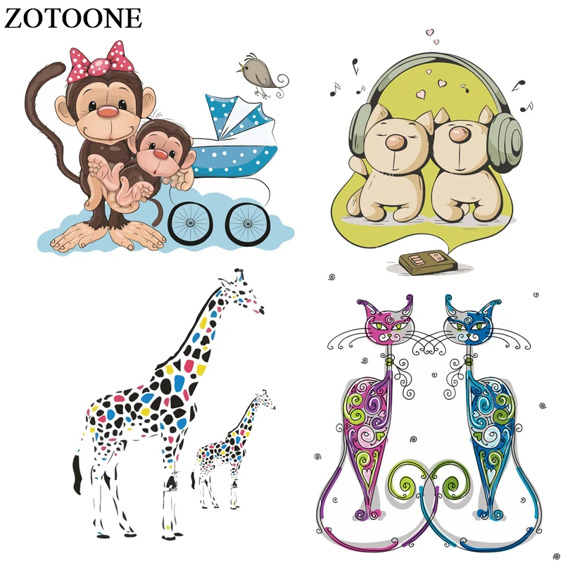 

ZOTOONE Cute Animal Patch Heat Transfer Vinyl Patches For Clothing Iron On Transfers Sticker On Clothes DIY T-shirt Dresses E