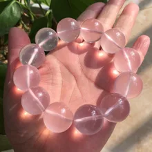 16mm Genuine Rose Pink Quartz Crystal Bracelets Women Female Stretch Round Bead Natural Stone Bracelet цена 16mm Genuine Rose Pink Quartz Crystal Bracelets Women Female Stretch Round Bead Natural Stone Bracelet цены онлайн