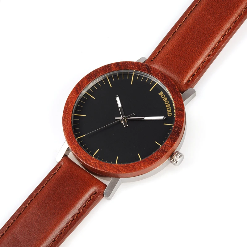 relogio masculino BOBO BIRD Wooden Watch Men Luxury Brand Leather Strap Quartz Watches Great Men's Gift Accept Logo W-M15