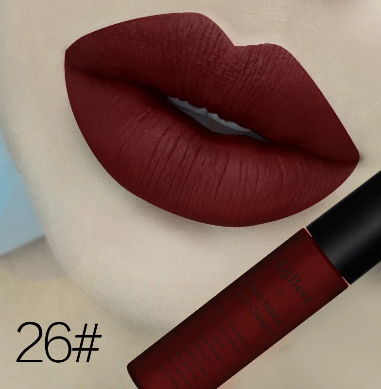 Бренд beauty Lips макияж водостойкий блеск для губ матовый блесек для губ помада косметический стойкий пигмент телесного цвета бархатная жидкая губная помада матовая партия - Цвет: 26