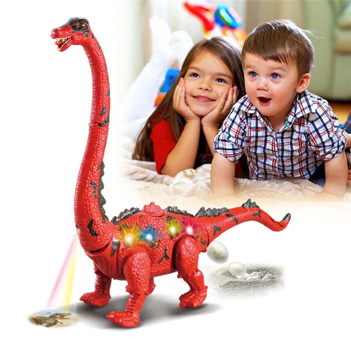 Children Toys Electric Walking Dinosaur Toy Long Neck Lay Eggs Projection Lights Roar Sounds Kids Christmas Birthday Gifts