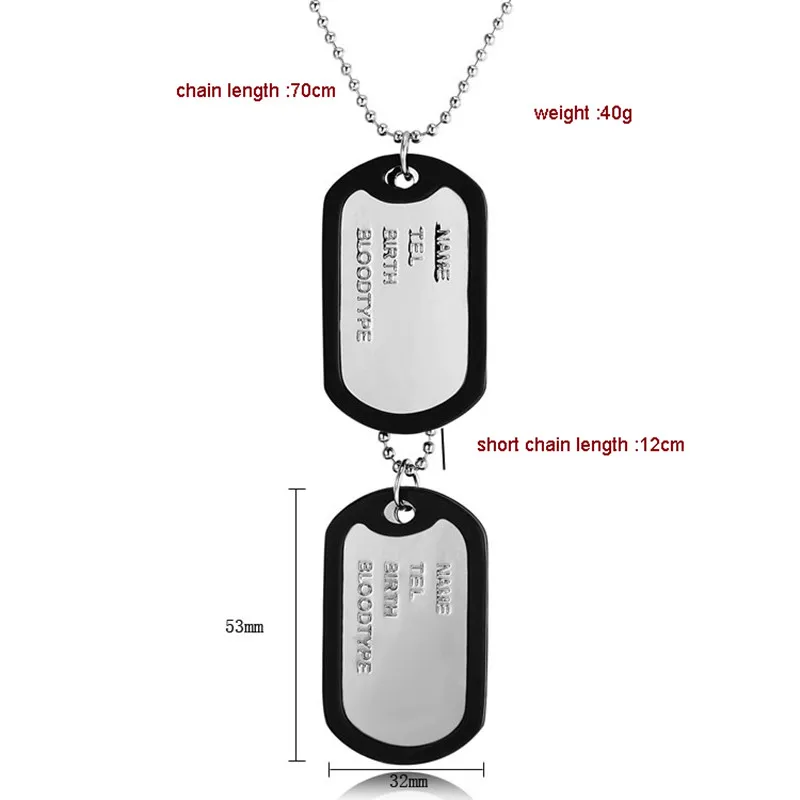 Мужское ожерелье из нержавеющей стали, военная армейская табличка, собачьи бирки, Мужская подвеска, звено цепи, ожерелье, ювелирное изделие, примечание, двойная табличка