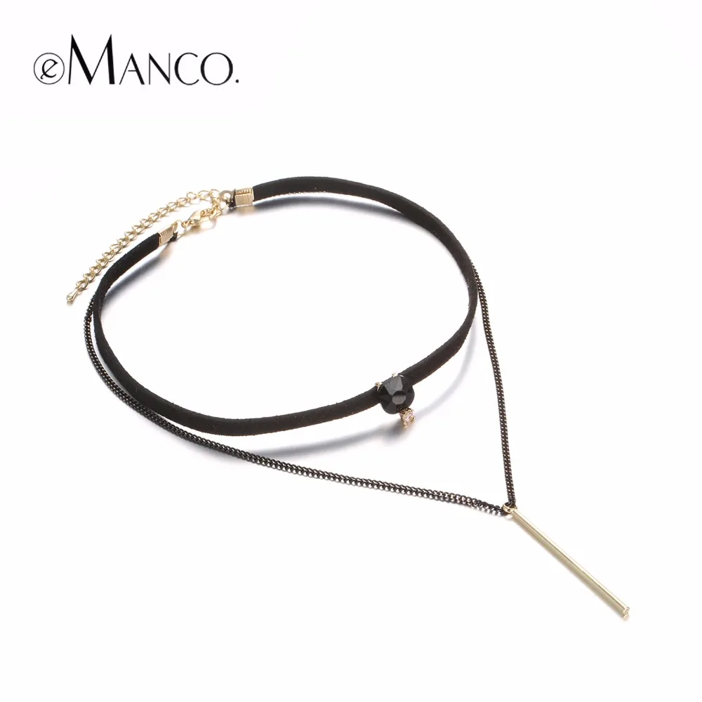 eManco Personalized Trendy Chain Choker Necklace Women Girls Leather Copper Gold Plated Tattoo bijouterie Jewelry