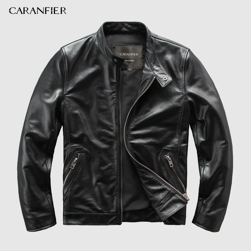 

CARANFEIR Brand Vintage Genuine Leather Jacket Mens 100% Cowhide New Style Clothes Motor Biker Leather Jacket DHL Free Shipping