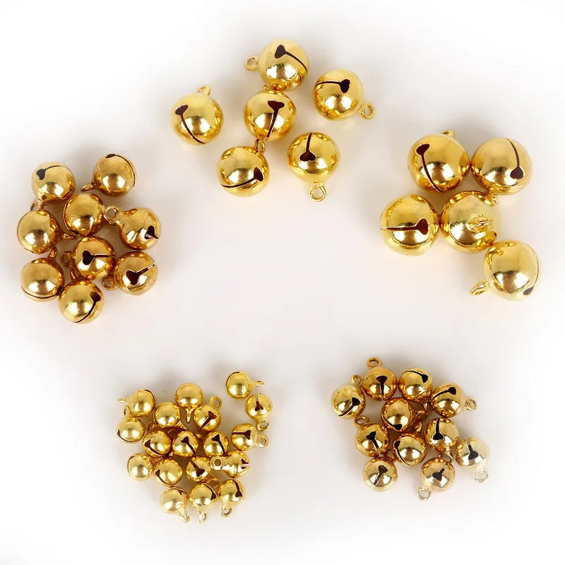 6mm/8mm/10mm/12mm/14mm Gold Copper Loose Beads Small Jingle Bells Merry Xmas Christmas Tree Decoration Ornament Home 20-100Pcs