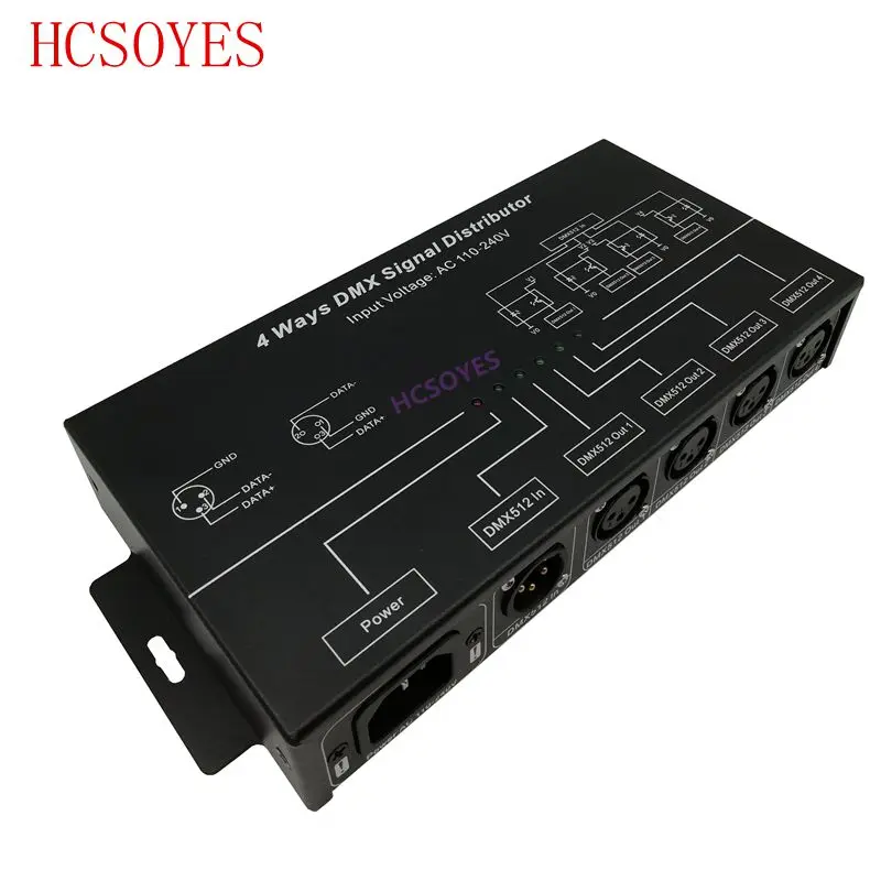 DMX124 AC100V-240V input DMX512 amplifier Splitter DMX signal repeater 4CH 4 output ports DMX signal distributor