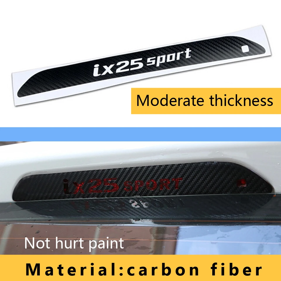 Car styling 3D Carbon Fiber Stickers For Hyundai Creta IX25 Auto High Mounted Stop Brake Light Accessories