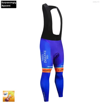 

Pro UCI Team VINI Blue Cycling Bib Trousers Long Sleeve Mountain Bike Pants Bicycle Tights Coolmax 16D Gel Pad Cycling Bib Pants
