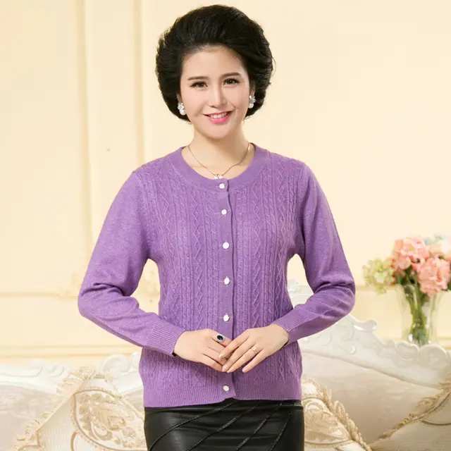 The new quality ladies' old and old women's cashmere cardigan sweater