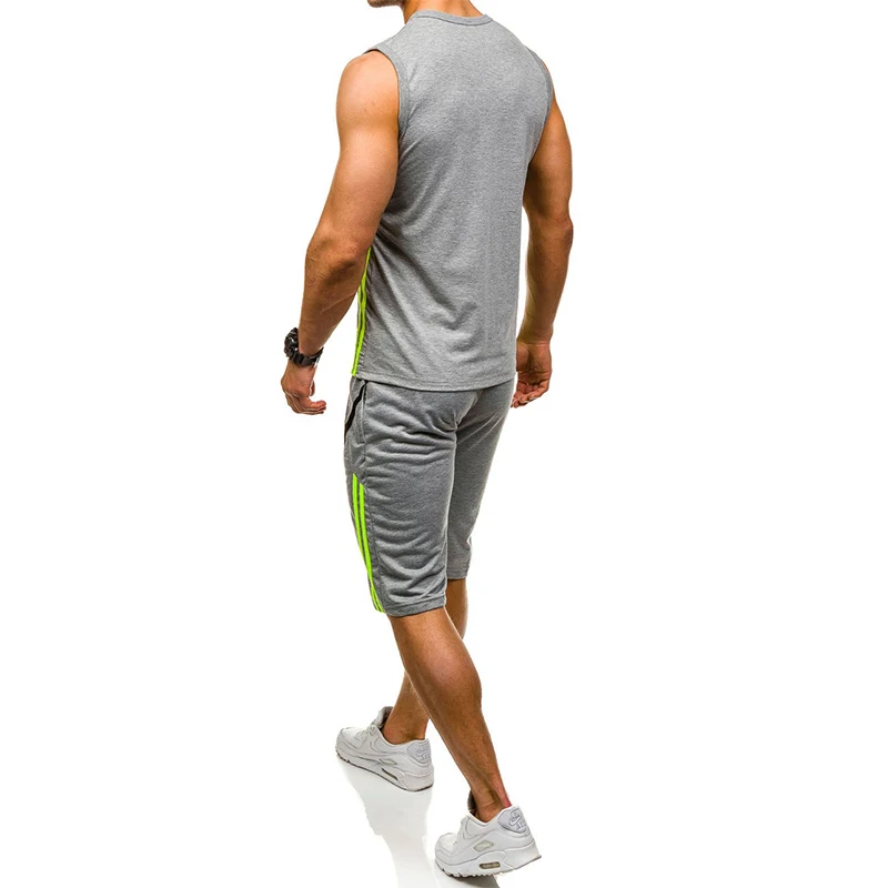 Zogaa 2019 Новая мода Для мужчин; спортивный костюм из 2 предметов хлопчатобумажная трикотажная рубашка-безрукавка + брюки набор мужской
