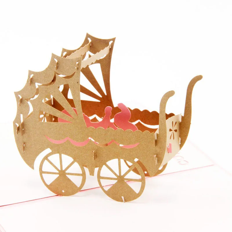  3D Laser Cut Handmade Carving Newborn Baby Party Paper Invitation Greeting Cards PostCard Baby Boy  - 32794875477