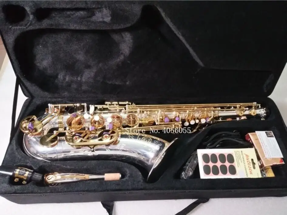 

Selma 54 B flat tenor saxophone silver saxophone Musical Instrument Professional Accessories mouthpiece with case