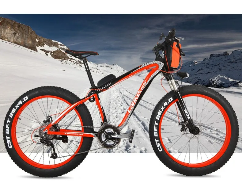 26 дюймов Снежный жир велосипед 4,0 шины электрический велосипед большое колесо 27 скоростей мощность литий-ионная батарея электрический горный электровелосипед