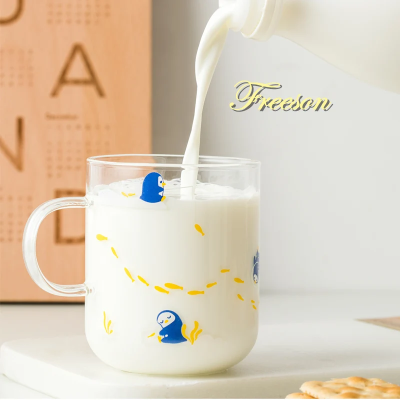 

Cute Penguin Glass Coffee Mug 420ml Cartoon Bear Tea Mug Seal Tea Cup Heat Resistant Glass Beer Mug Creative Coffee Cup Dropship
