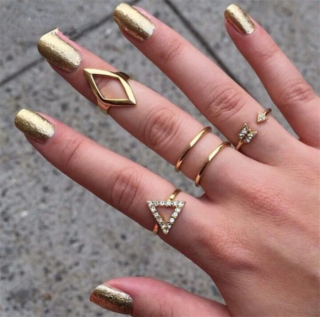 H:HYDE 5Pcs Rhinestone Gold Color Above Knuckle Band Ring Midi Finger Tip Stack H:HYDE 5Pcs Rhinestone Gold Color Above Knuckle Band Ring Midi Finger Tip Stack
