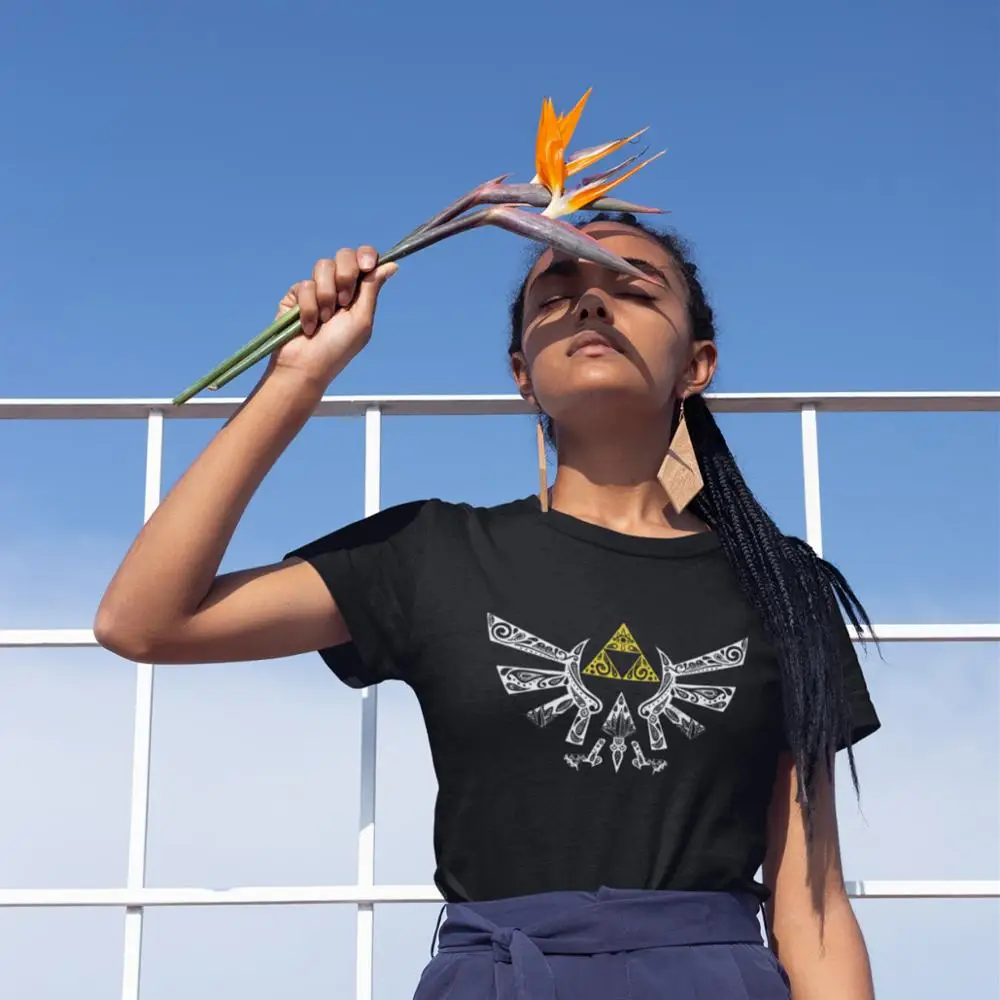 

Twilight T-Shirt Zelda Hyrule Doodle T Shirt Kawaii Navy Women tshirt O Neck Short-Sleeve Summer Oversized Ladies Tee Shirt