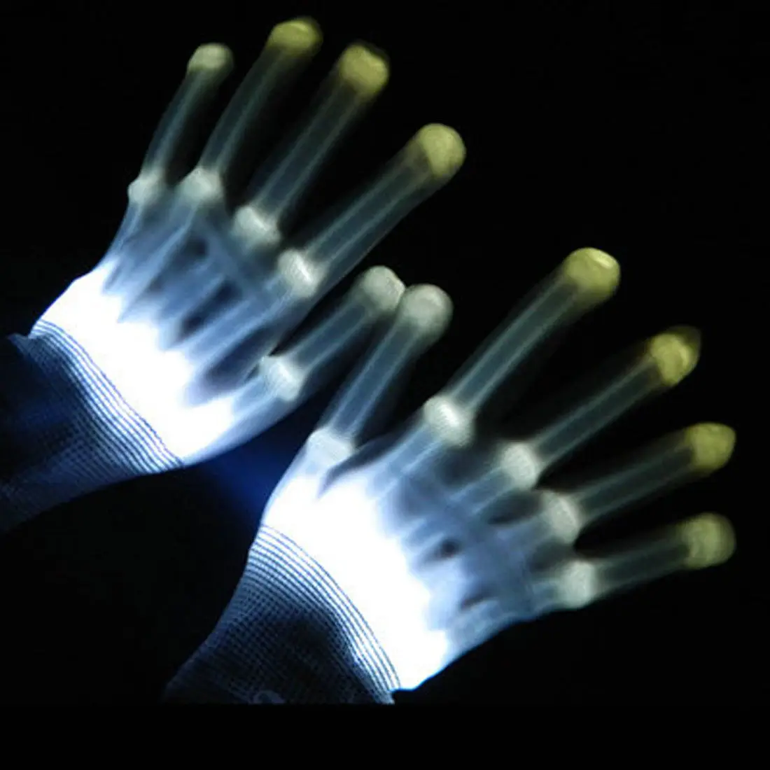 Светодиодный светильник светящиеся перчатки палец светильник ing электро Rave вечерние Танец скелет Хэллоуин - Цвет: Белый