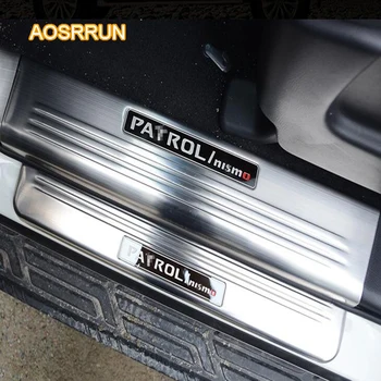

AOSRRUN Stainless Steel Door Sill Scuff Plate Trim LED Door Sill Scuff Plate Trim Car accessories For Nissan Patril y62 2017