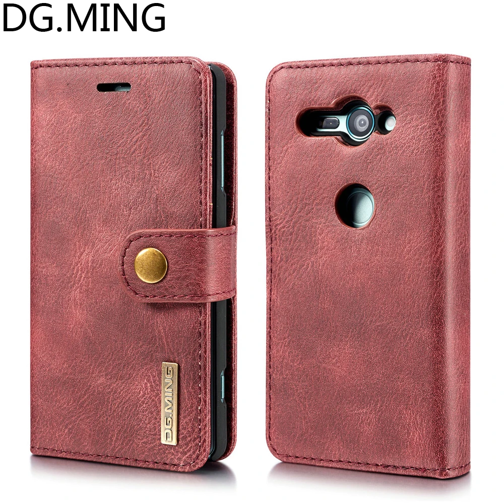 

DG.MING Retro Mobile Phone Bag Case for Sony Xperia XZ2 Compact Cover for SONY XZ2 mini PU Leather Case With Card Pocket Housing