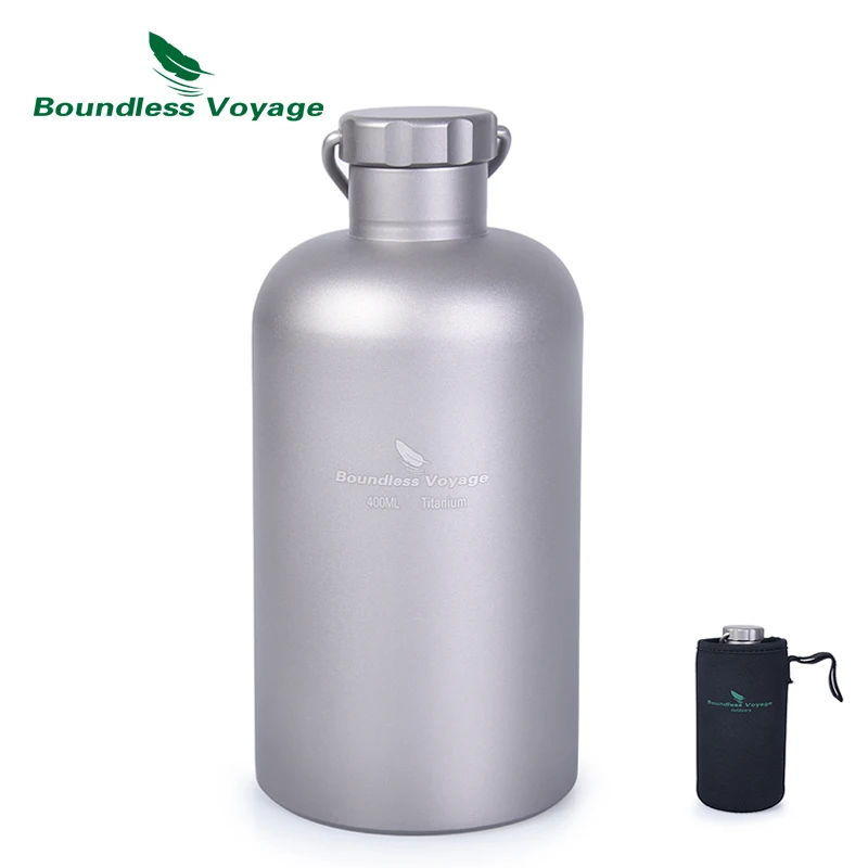 

Boundless Voyage Titanium Sports Bottle with Titanium Lid Outdoor Camping Cycling Hiking Picnic Water Tea Coffee Drinkware 400ml