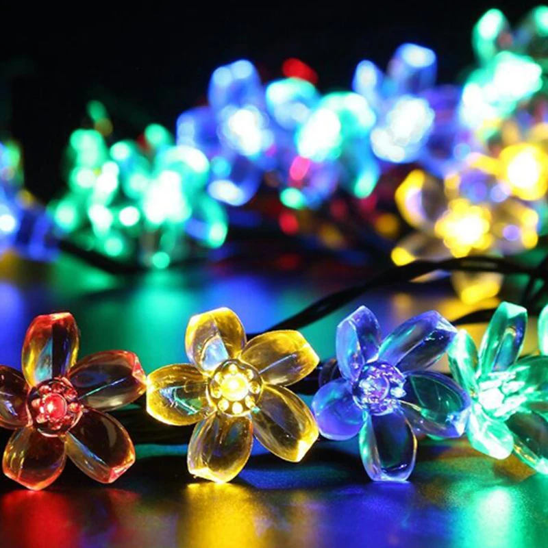 LED Solar Powered Lamp Flower Color Solar Christmas Light String Solar Light Strin Fairy Lights Outdoor Waterproof Wedding Decoration (1)