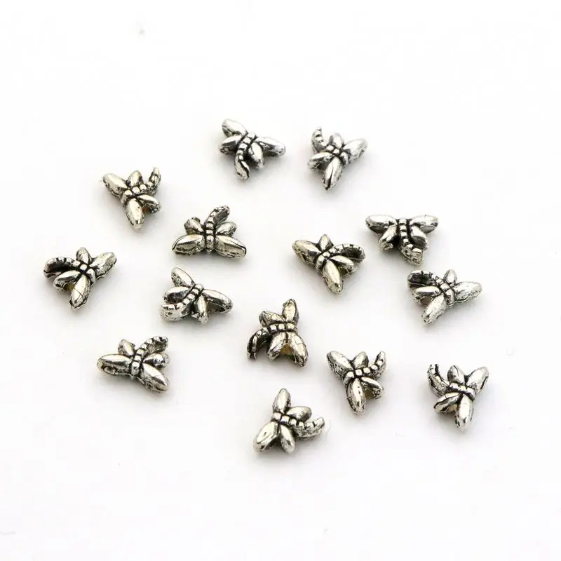 

100Pcs/lot Metal Dragonfly Antique Silver Loose Spacer Bead For Jewelry Finding Handmade Jewelry Anklet Necklace Diy Accessories